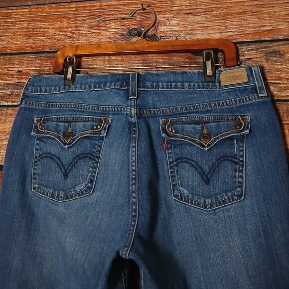 Levis 515 Jeans 16 Long Curvy Boot Cut Western Pockets Mid Rise Blue Denim - Picture 6 of 10